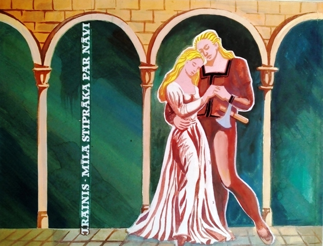 Ģirta Vilka ilustrācija Raiņa lugas „Mīla stiprāka par nāvi” izdevumam. 1970. gads. RMM 408532