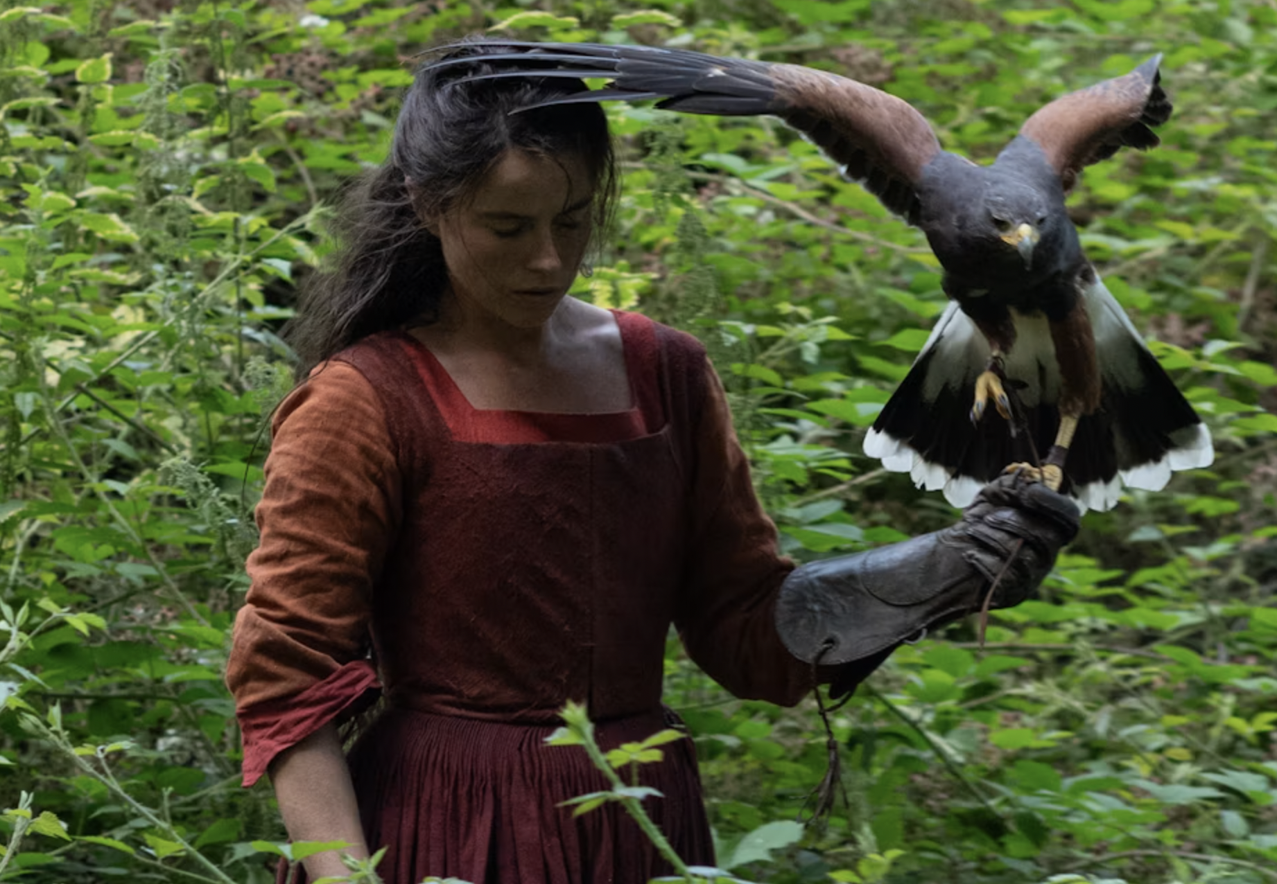 Aktrise Džesija Baklija (Agnese) filmā "Hamnets" // Foto – Agata Grzybowska, Focus Features
